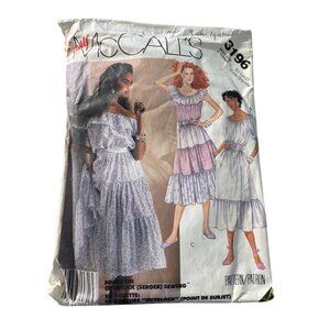 80s Easy McCalls 3196 Miss Dresses Pattern Size XL Vintage 1987 Dressmaking CUT